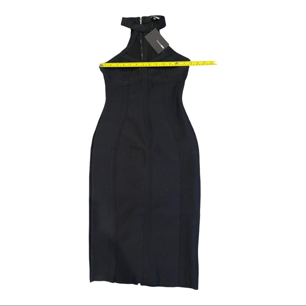 NWT Fashion Nova Midnight Escape Bandage Bodycon Halter Mesh Panels Dress XS - Picture 5 of 9